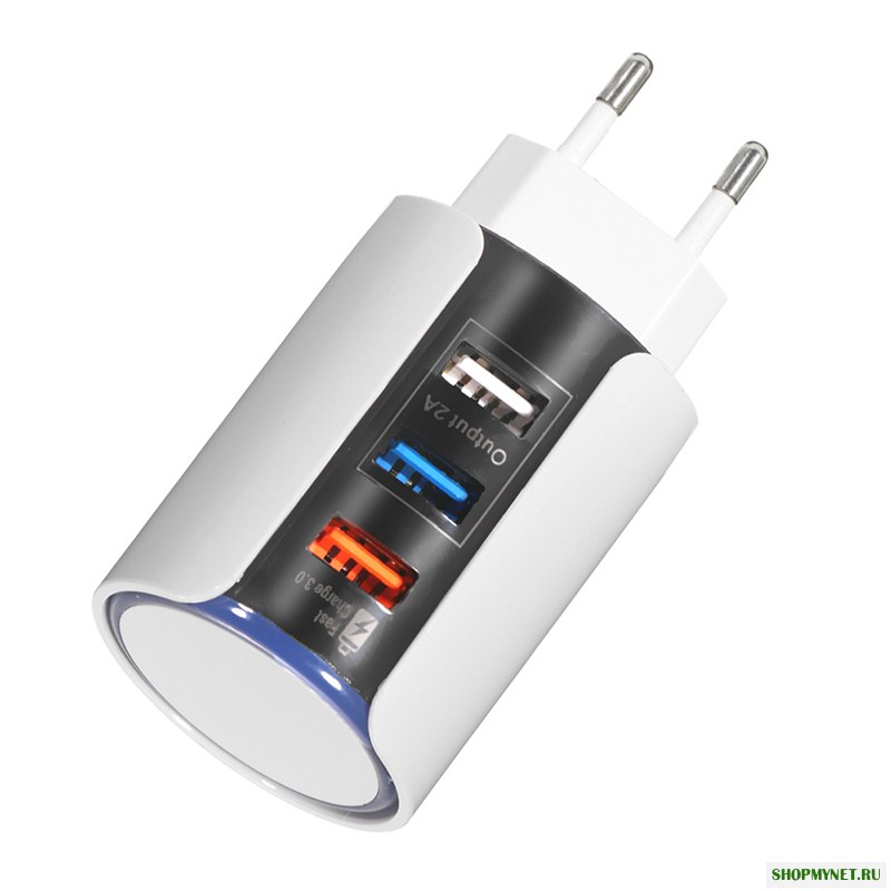 Bakeey 3 USB-порта QC3.0 Быстрое зарядное USB-зарядное устройство EU Plug с LED Touch для мобильного телефона