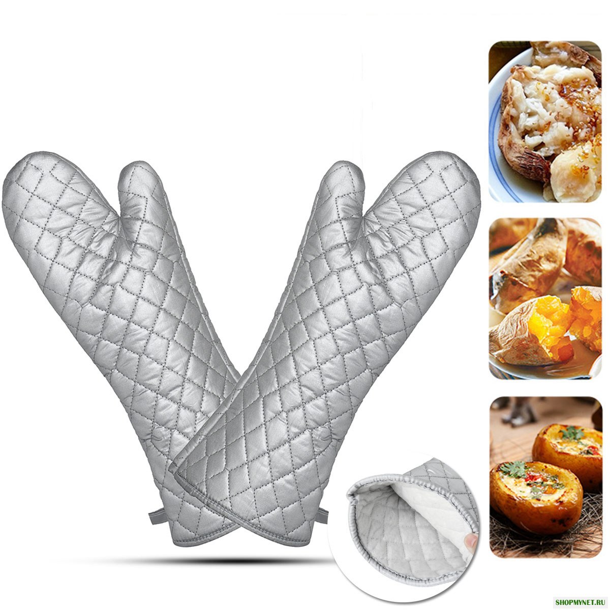 1Pair BBQ Духовка Микроволновая печь Перчатки Жаропрочные перчатки для приготовления пищи 17 дюймов