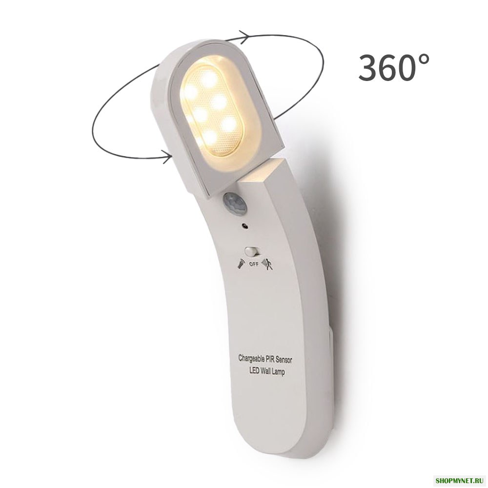 Loskii I-01 USB Charging PIR Индукционная стена Лампа 3000K / 6500K Вращение на 360 ° LED Ночной свет Индукция тела человека, прикроватная Лампа
